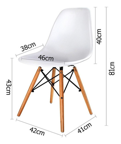Silla Eames Dsw Base Madera Pack Combo 2 Unidades Premium