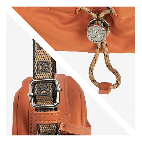 Bolsa Crossbody Cloe Para Mujer Chica Con Jareta Color Naranja