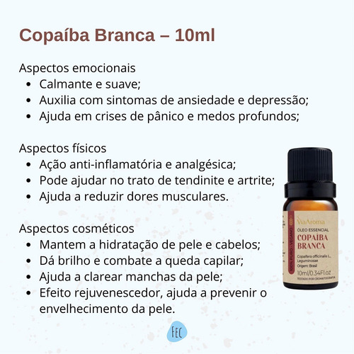 Óleo Essencial Copaíba Via Aroma 10ml Copaífera Officinalis