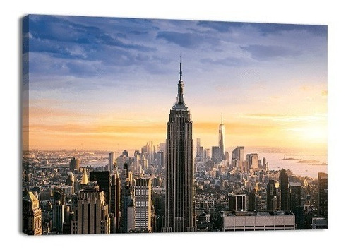 Cuadro Decorativo Nueva York Canvas Rascacielos Al Atardecer