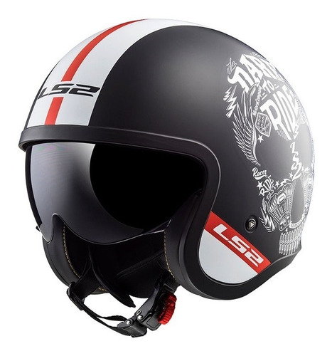 Casco Abierto Ls2 Of599 Spitfire Inky Negro