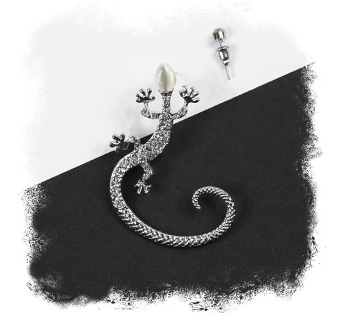 Arete Salamandra Ear Cuff + Arete Diamante Inoxidable