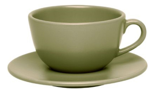 Taza De Te Con Plato Unni Ceramica Oxford Oliva 200cc