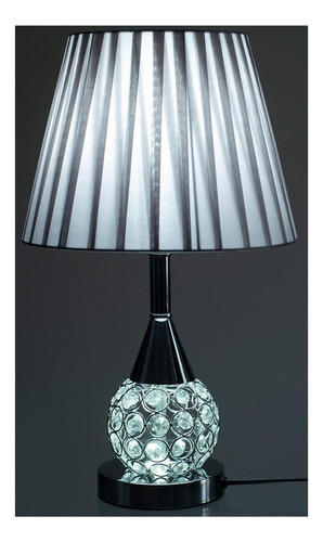 Abajur Luminária Mesa Quarto Sala Criado Mudo Cristal 42cm Luxo Conceito Prateado Prata Tippi