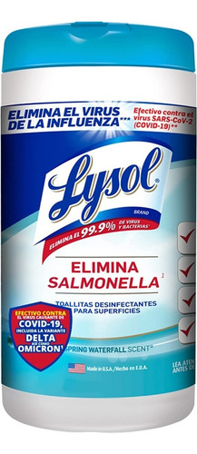Toallitas Desinfectantes Lysol 80 Unidades Pote Azul