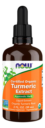 Extrato Cúrcuma 59ml Orgânico Now Foods Sabor Sem Sabor