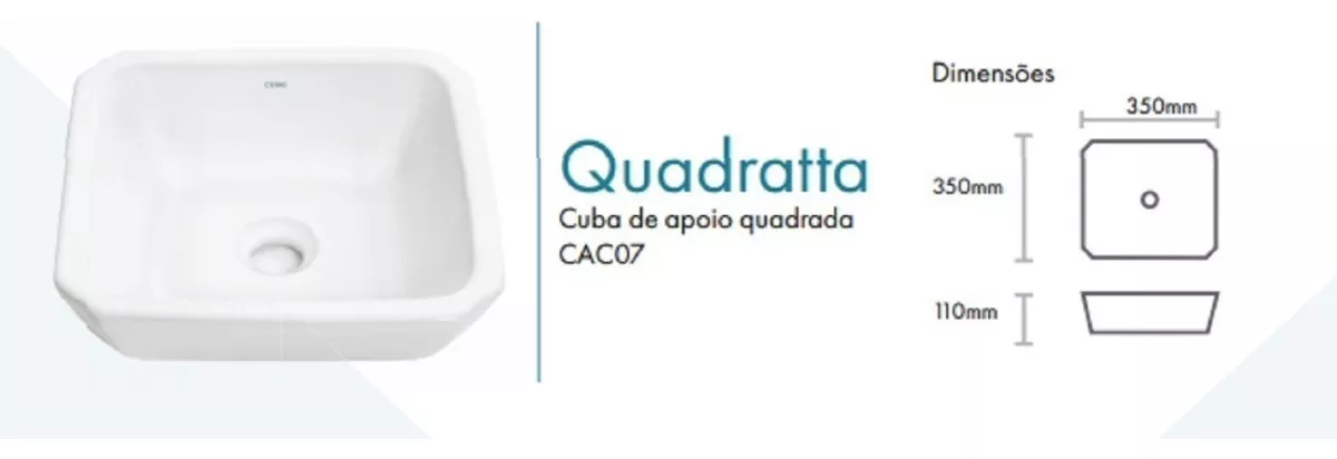 Primeira imagem para pesquisa de cuba banheiro 35x35 quadrada porcelana