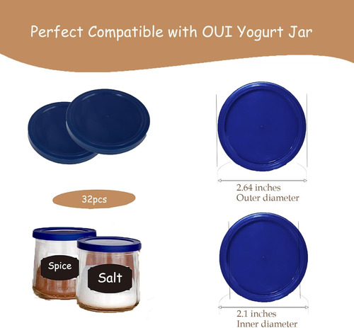 Mailatime 32 Tapas De Yogur Compatibles Con Tarros De Yogur