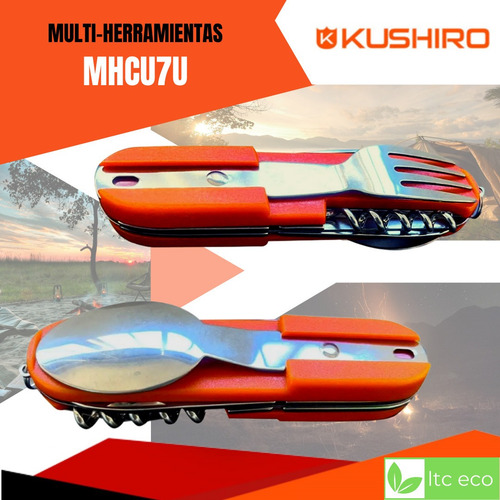 Imagen 3 de 10 de Cortaplumas Navaja Con Cubiertos Kushiro 8 Func Camping