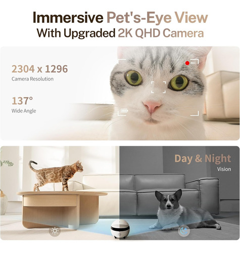 Camara Enabot Rola Mini 2k Qhd Companion Robot Para Mascotas Blanco