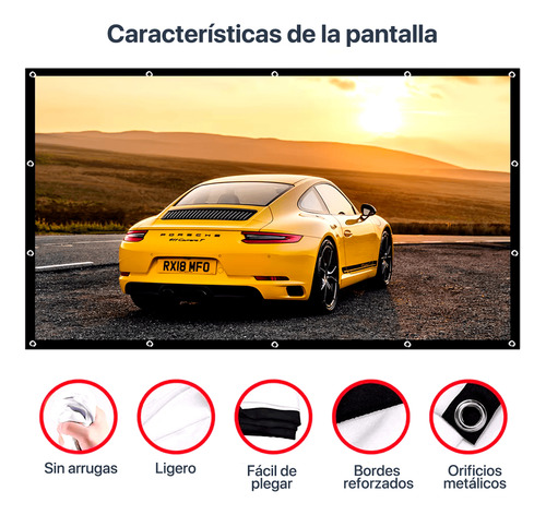 Ecran Pantalla Proyector 80 Pulgadas Blanco Owlenz H80-az