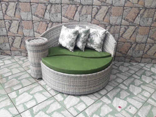 Sofá Chaise Dubai 1.50 Cm Vime Fibra Sintética Jardim