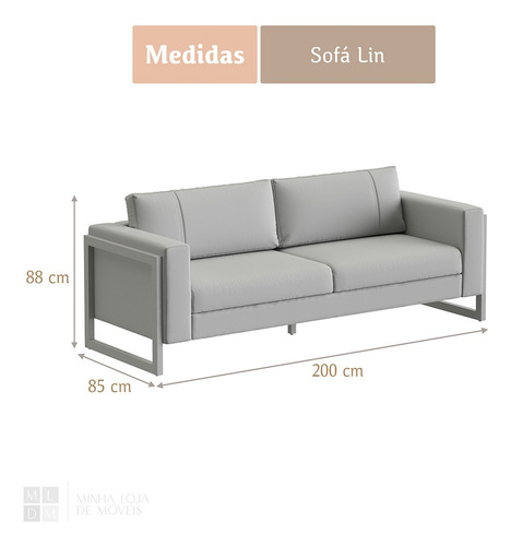 Sofá 3 Lugares Lin 200cm No Linho Várias Cores