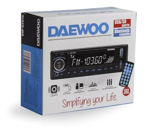 Autoestéreo Daewoo Dw-6207c Negro Caratula Fija Bt Usb Aux