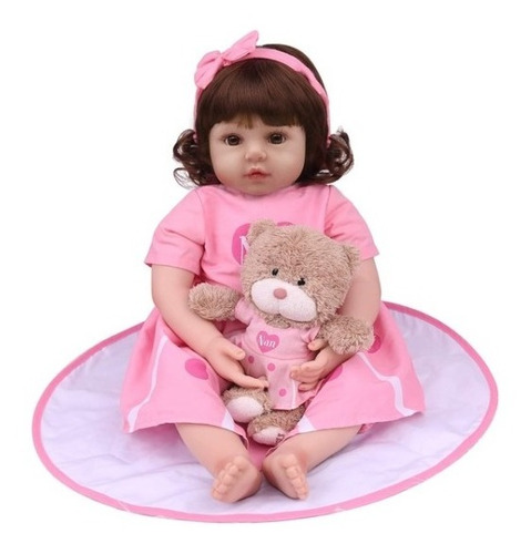 Bebe Reborn Realista De Silicona 45cm Muñeca Rosada