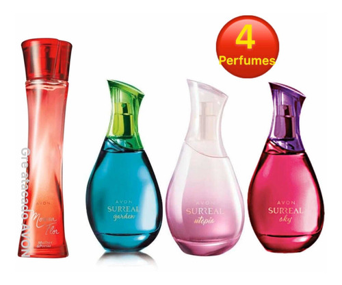 Kit 4 Perfumes Surreal Avon Sky Island Ocean Garden 75ml