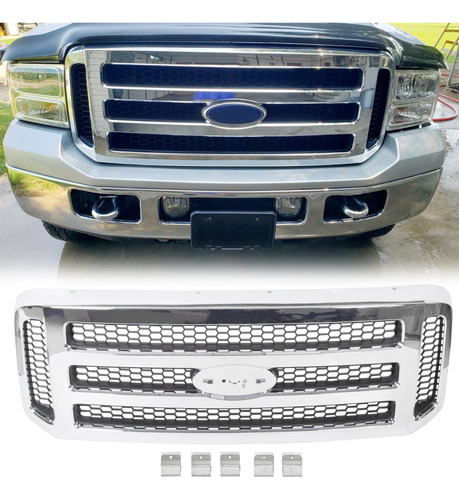 Ecotric Conjunto Rejilla Para Ford Superduty Cromado Peine