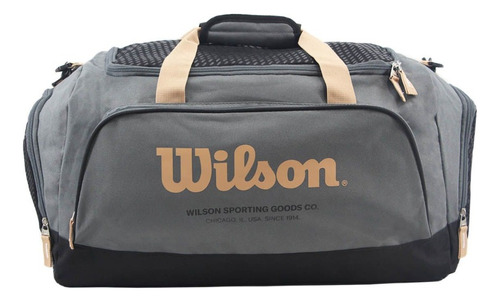 Bolso Wilson Deportivo Viaje Urbano Bolsillo Gimnasio Cierre Color Gris Oscuro Liso