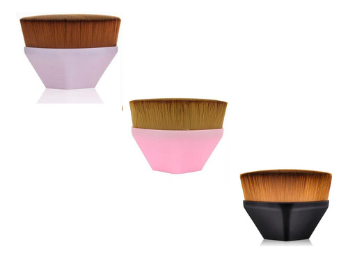 3 pack Brocha Kabuki Para Corrector Base Maquillaje Color Negro
