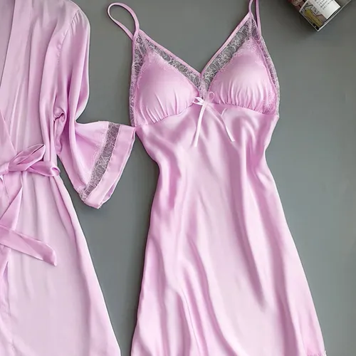 Nuevo Pijama De Seda Satinada Para Mujer, Bata, Ropa Interio