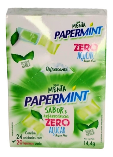 Cx 24 Lâmina Bucal Refrescantes Zero Açúcar Papermint Menta