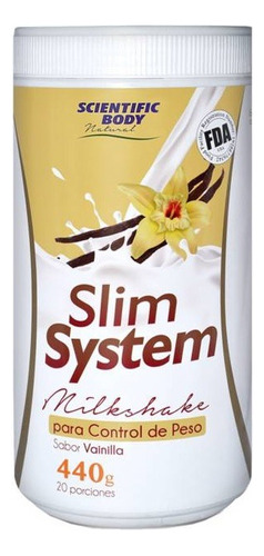 Slim System 440 Gr Scientific Body Milkshake Sabores Sabor Vainilla