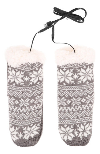 Calcetines Térmicos Usb Calefacción Eléctrica Felpa Gruesa Gris Diseño De La Tela Talle