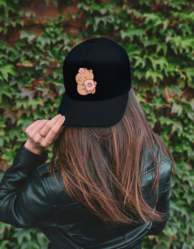 Gorra Tipo Baseball Diseño Capibara Dona Gorras Negras