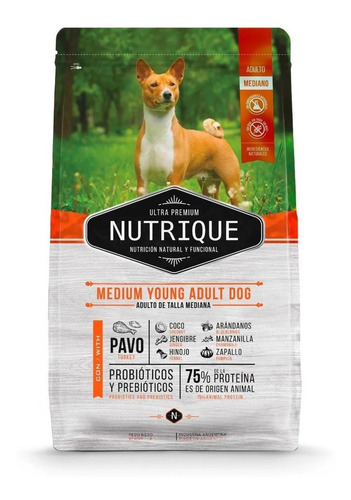 Alimento Nutrique Medium Young Adult Dog para perro adulto de raza mediana sabor pavo en bolsa de 3 kg