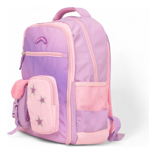 Mochila Escolar Fun World 17 Rainbow Fw Color Lila Diseño De La Tela Lisa