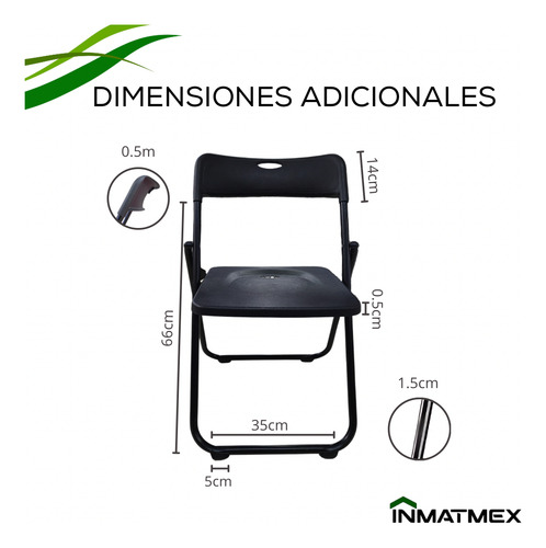 Silla Playera Portatil Plegable 6 Piezas Color Negro