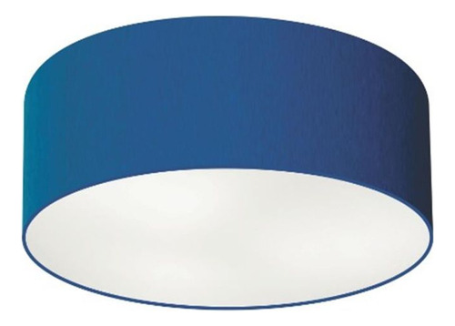 Plafon Cilíndrico Vivare Md-3046 Cúpula Tecido 35x12cm Cor Azul-marinho 110v/220v