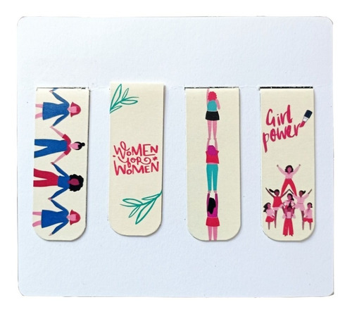 Kit 4 Marcadores De Páginas Magnéticos Exclusivos Girl Power