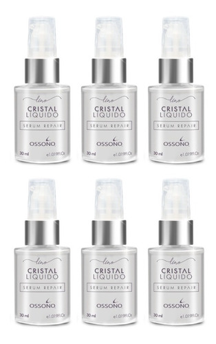 6 Serum Reparador De Puntas Ossono Cristal Liquido Lino 30ml