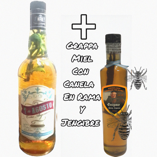 Caña Con Ruda 1 De Agosto + Grappa Miel Con Jengibre Envío 