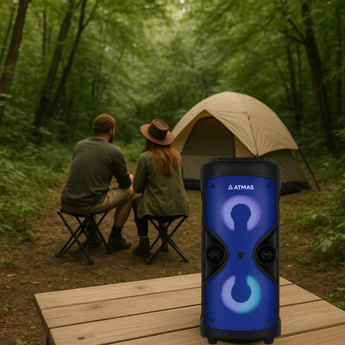 Caixa De Som Potente Bluetooth Portátil Com Alto Falante Potente Até 6 Horas De Bateria Caixa De Som Bluetooth Portátil Com Microfone Usb 10w Marca Atmas