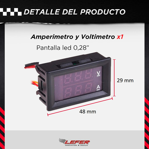 Imagen 3 de 10 de Amperimetro Digital Led Y Voltimetro Azul Con Rojo