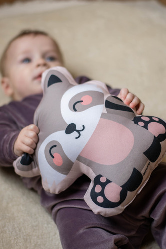 Almohadon Apego Infantil Bebe Niños Animales Mapache