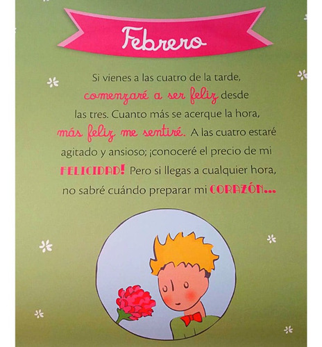 Imagen 3 de 6 de Calendario De Pared El Principito 2023 Mes X Pagina 30x30 Cm