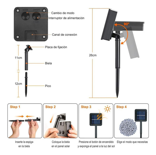 Cadena De Luces Solares 300 Led Impermeables Ip65 8 Modos