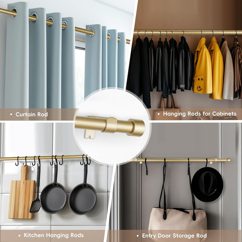 Cortineros De Metal Ajustable Barra De Cortina Maximo 3.65m