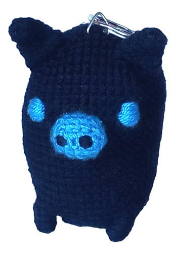 Llavero Piggy Azul Marino Crochet