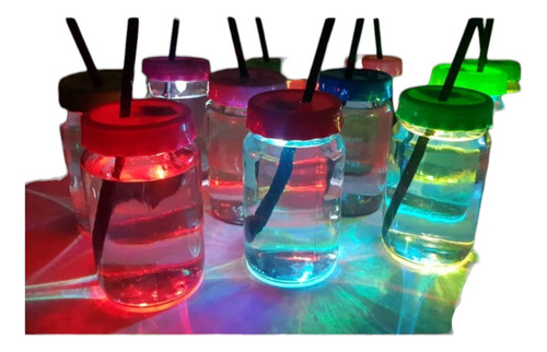 12 Vasos Frascos Con Led Luminoso 