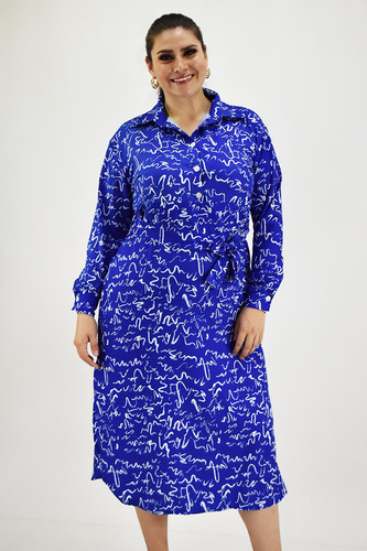Vestido Sublimado Roman Fashion /tallas Extras, 4307 (azul R