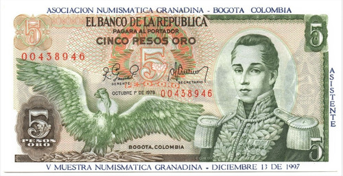 5 Pesos 1978 Resello Asociación Numismática Granadina 1997