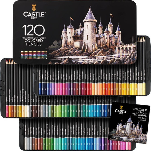 Set De Lapices De Colores 120 Piezas Estuche Lujo Castle Art