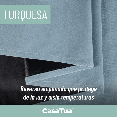 Cortina Blackout 100% 135x220cm Tipo Gamuza Casatua Set De 2 Turquesa