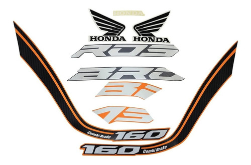 Kit Adesivo Jogo Faixa Moto Honda Bros 160 2019 Laranja