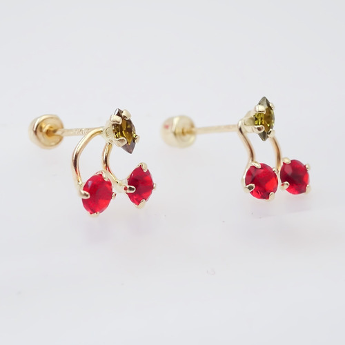 Amor Eterno - Broqueles / Cereza Par / Aretes / Oro 10k
