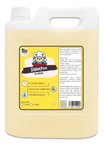 Shampoo De Avena Orgánico 5 Litros Perros & Mascotas